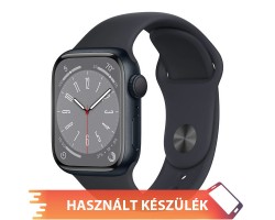 Használt okosóra Apple Watch Series 8 GPS 45mm éjfekete alumíniumtok, éjfekete sportszíj (MNP13CM/A) A2771
